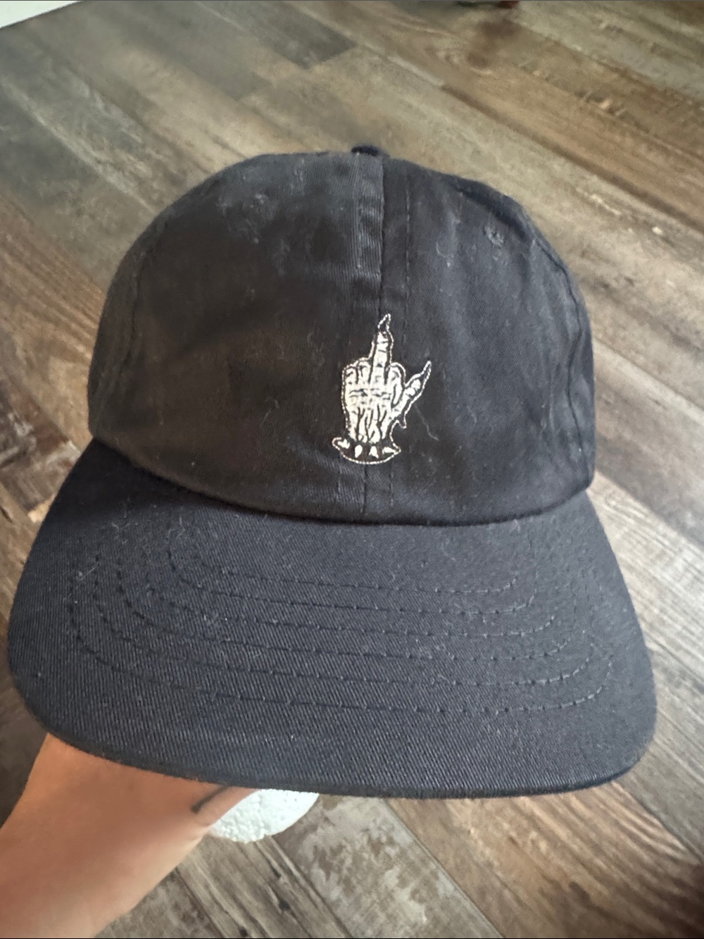 Black Embroidered Middle Finger Dad Hat - Unbranded Lurking Class